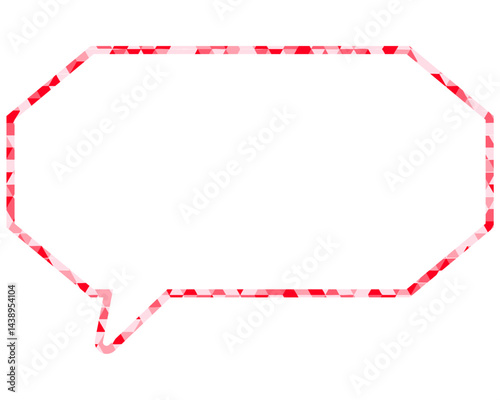 ステンドグラス風吹き出し　三角形模様　細長い八角形