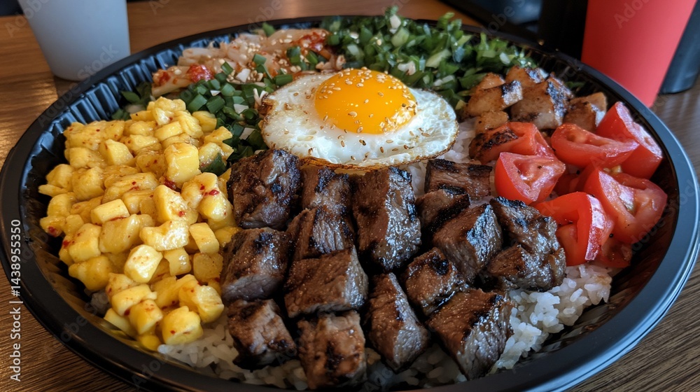 A colorful and flavorful mixed rice bowl