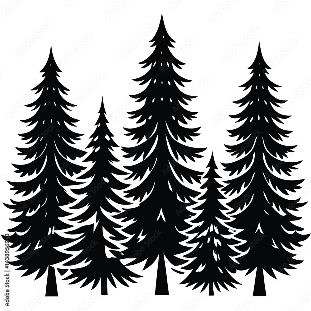 Obraz premium Fir Trees icon set on white background