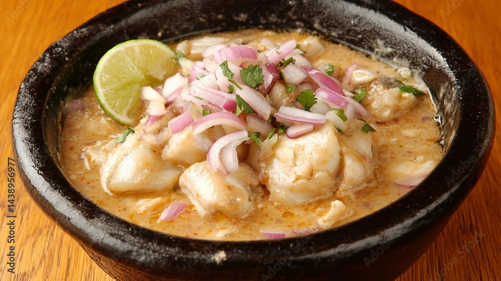 Creamy fish stew with lime and onions