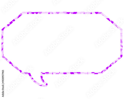 ステンドグラス風吹き出し　三角形模様　細長い八角形