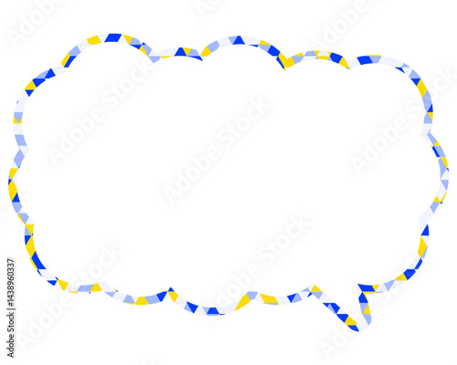 ステンドグラス風吹き出し　三角形模様　細長い雲形