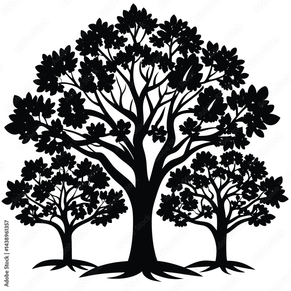 Obraz premium Oak Trees icon set on white background