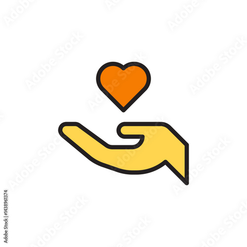 Hand Reaching to Heart Symbol Representing Compassion and Support for Mental Health and Emotional Wellbeing Icon