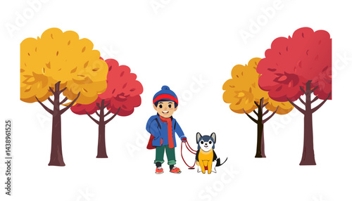 boy walking on a park vector 