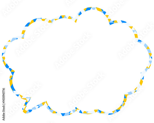 ステンドグラス風吹き出し　三角形模様　丸みのある雲形