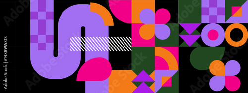 Abstract geometric pattern on black background. Suitable for backgrounds, wallpapers, and modern design projects needing a sleek, geometric look.