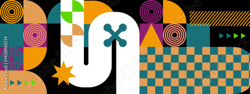Abstract geometric shapes with various colors. Suitable for backgrounds, posters, and digital art projects requiring vibrant and modern designs.