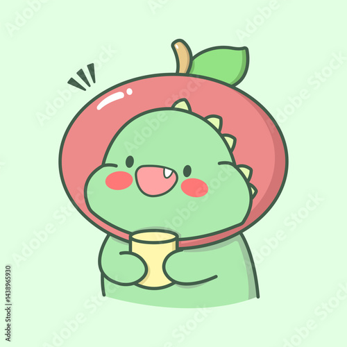 Vector cartoon illustration of dino dinosaur dragon sticker set Concept Isolated Flat