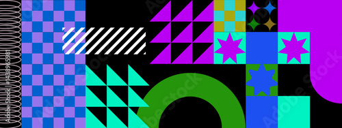Colorful geometric pattern suitable for backgrounds, packaging, textiles, and print materials. Can be used for modern and vibrant designs.