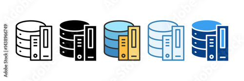 Database Library  Icon Set Multiple Style Collection