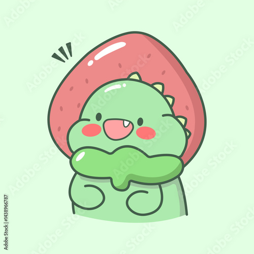 Vector cartoon illustration of dino dinosaur dragon sticker set Concept Isolated Flat