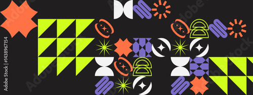 Abstract geometric design with stars; suitable for backgrounds, print material, digital designs, and branding projects requiring a modern touch.