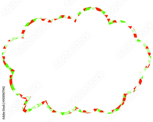ステンドグラス風吹き出し　三角形模様　丸みのある雲形