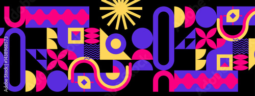 Abstract geometric shapes in a vibrant color scheme, great for backgrounds, graphic designs, and modern art concepts. Perfect for digital presentations.