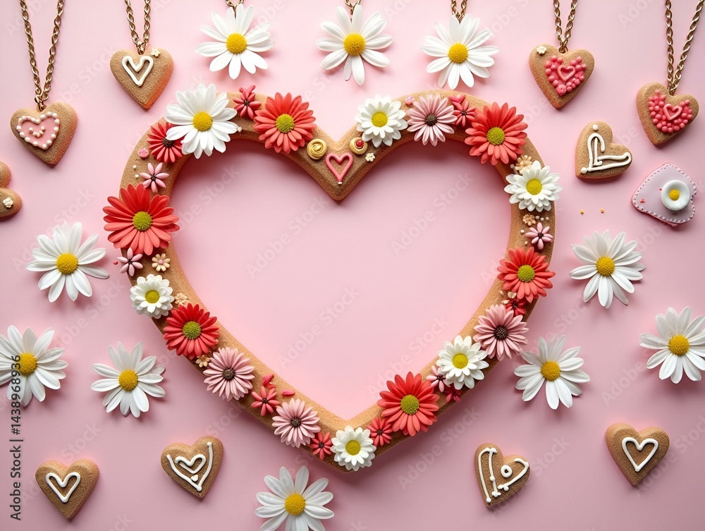 Necklaces i mog di hearts edelweiss flowers gingerbread heart bavarian pink oktoberfest delicious food blank write without text frame border heart shape love