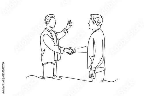 Neighbor sharing concept. Single line draw design. Vector graphic illustration