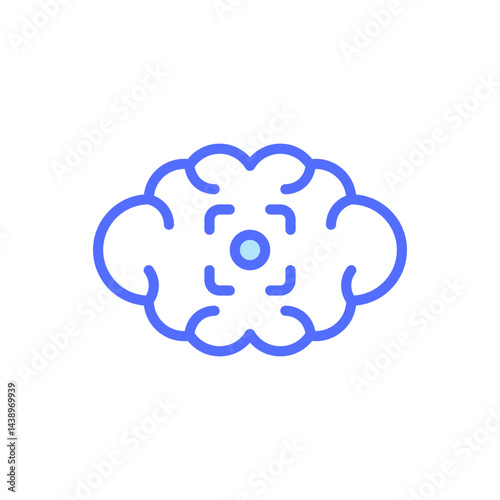 Abstract Icon Representing Mental Health Awareness and Wellbeing with Soft Curved Shapes and Calming Blue Color Palette in a Minimalist Design