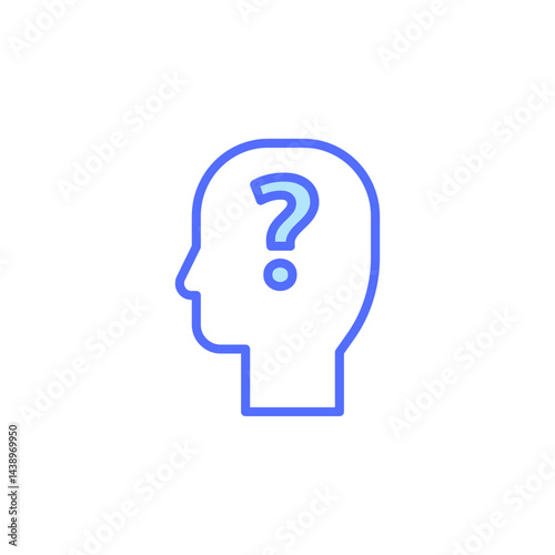 Icon Representation of Mental Health with a Profile Silhouette and Question Mark Symbolizing Confusion and Reflection on Emotional Wellbeing