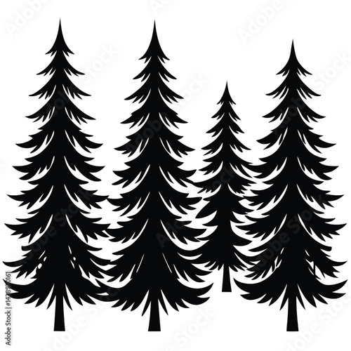 Spruce Trees icon set on white background