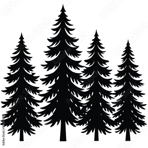 Spruce Trees icon set on white background