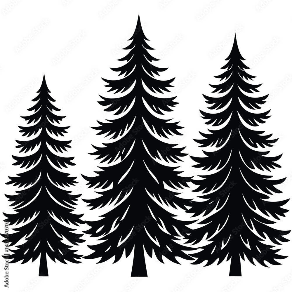 Obraz premium Spruce Trees icon set on white background