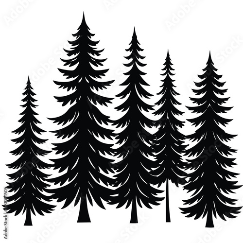 Spruce Trees icon set on white background