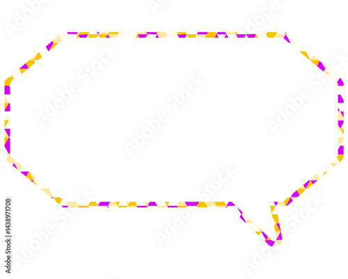 ステンドグラス風吹き出し　三角形模様　細長い八角形