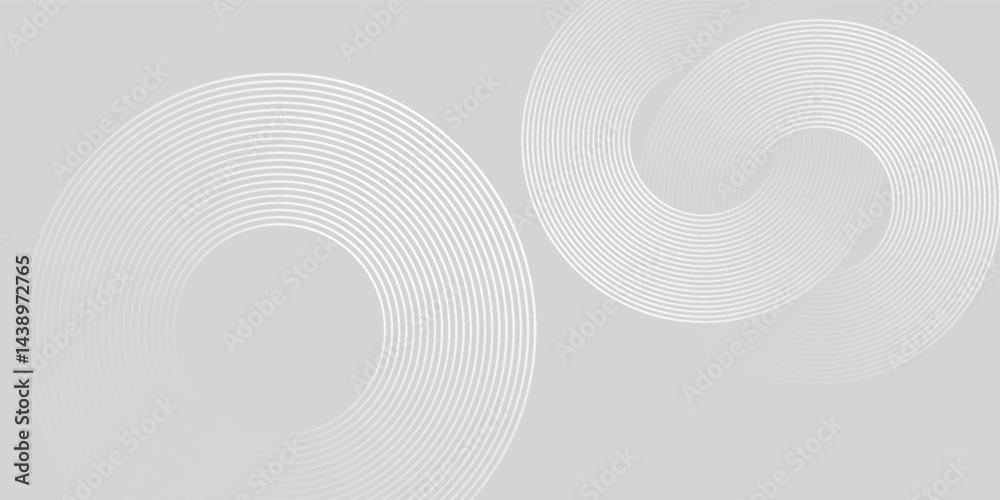 Fototapeta premium Abstract white glowing geometric lines on gray background. Modern shiny blue circle lines pattern. Futuristic technology concept. Suit for cover, poster, banner, brochure, header, website