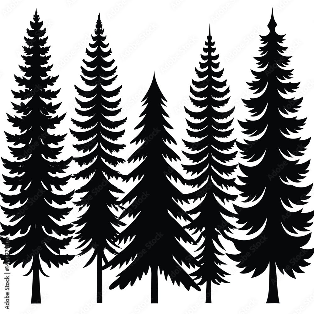 Obraz premium Trees & Forest Elements Vector Silhouette illustration 