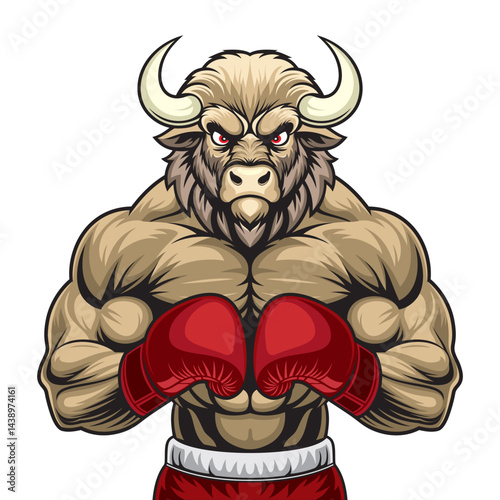buffalo boxing mascot vector illustration design
