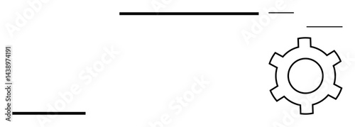 Gear icon and simple horizontal lines suggesting automation, optimization, workflow, configuration, productivity, progress, and innovation. Ideal for technology, mechanics industry and simple