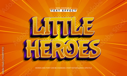 little heroes editable text effect with a play and gaming text style