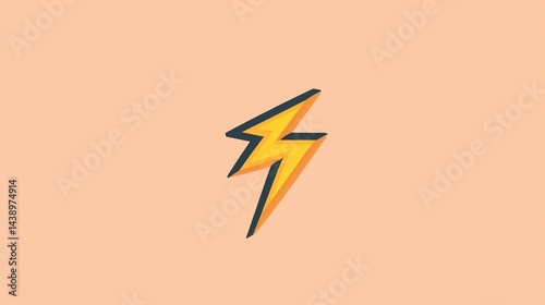 A stylized lightning bolt symbol on a soft peach background, representing energy and power.