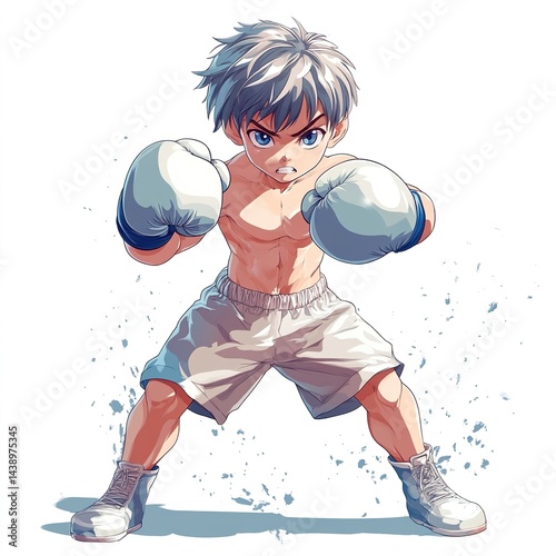Determined young boxer in fighting stance.