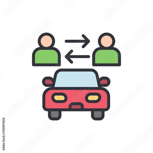 Car rental colored icons, minimalist vector illustration ,simple transparent graphic element .Isolated on white background
