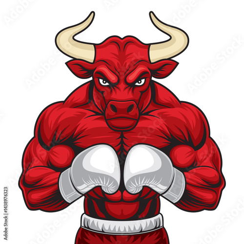 bull boxing mascot vector illustration design