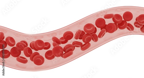 Red Blood Cells Flowing: A Transparent Vessel's Serene Journey