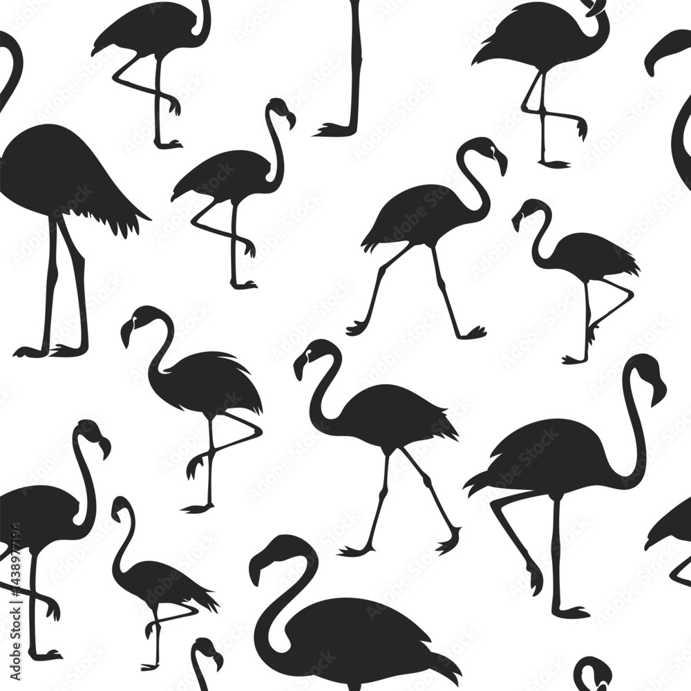 Obraz premium Seamless pattern featuring elegant flamingo silhouettes