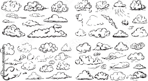 Black and White Cloud Illustration Pack