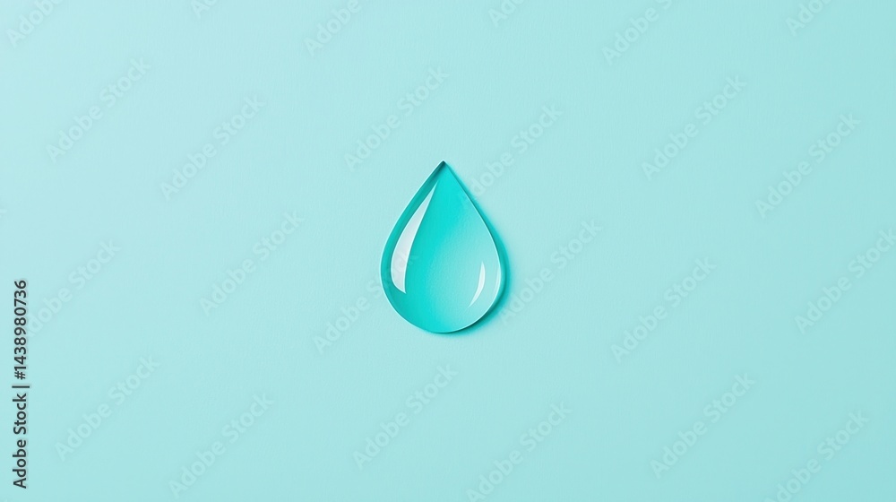 A single water droplet rests on a smooth, light blue surface, reflecting subtle light, creating a serene and tranquil aesthetic. A single water droplet rests on a smooth, light blue surface, reflecting subtle light, creating a serene and tranquil aesthetic.