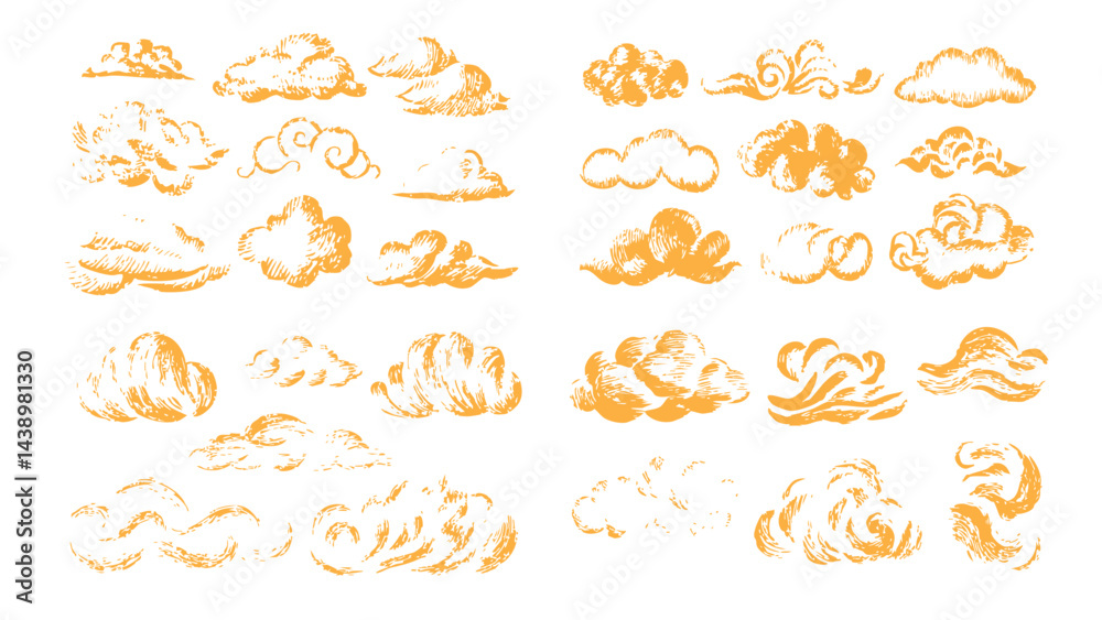 Sketchy Weather Elements Featuring Clouds Sketchy Weather Elements Featuring Clouds
