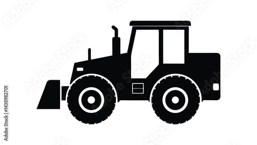Front Loader Construction Vehicle Vector Icon