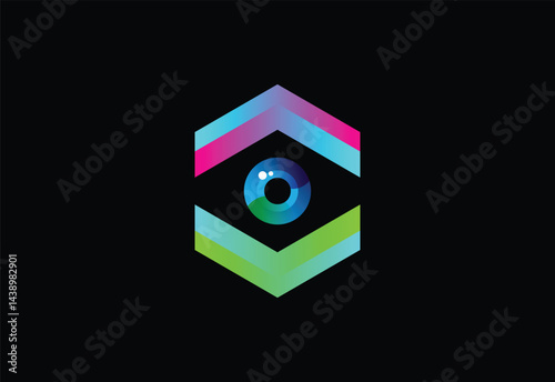 Abstract colorful Eye vision logo design, Vector illustration