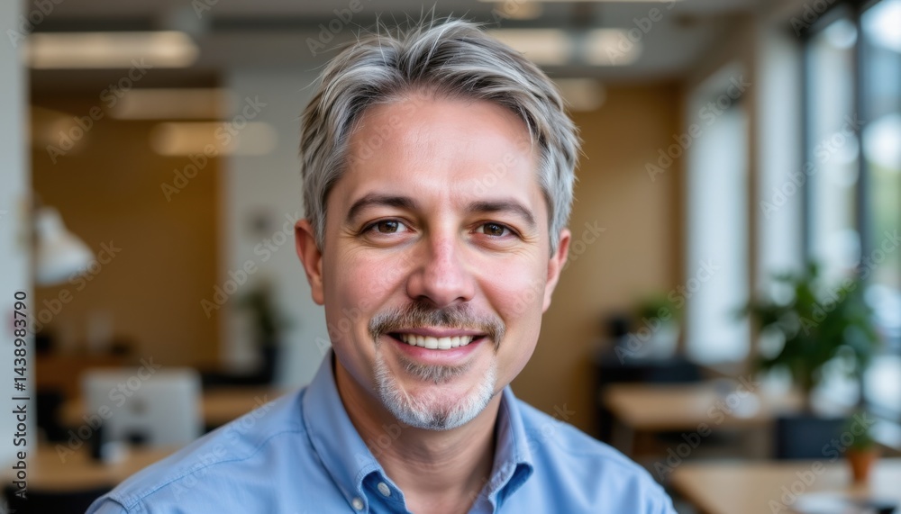 Obraz premium Business meeting highlight professional male portrait in modern office environment engaging content bright viewpoint