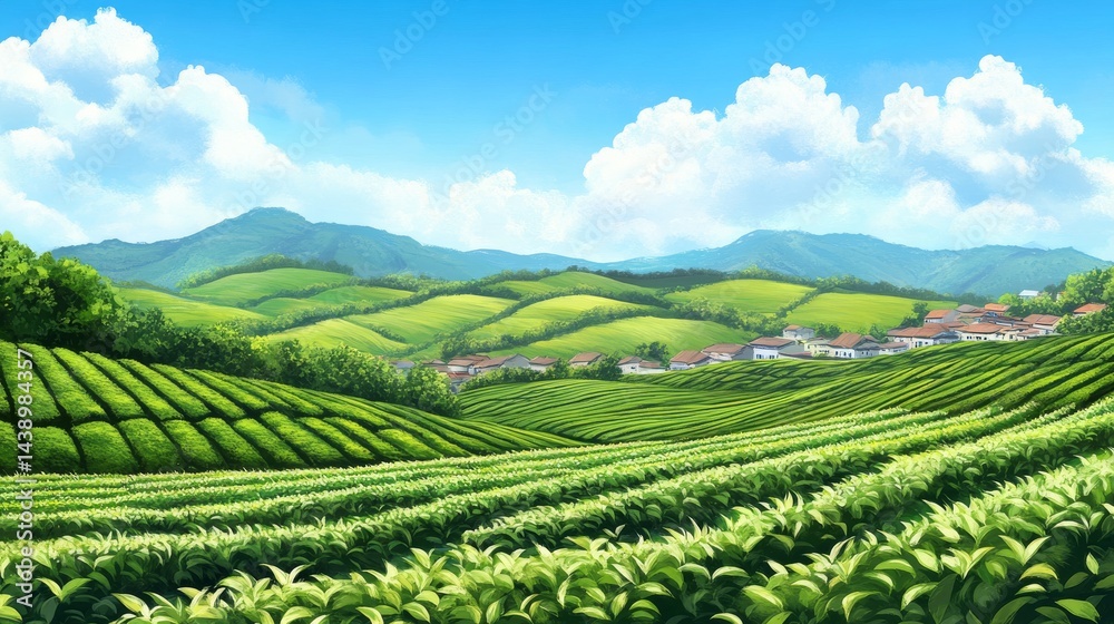 Obraz premium Serene Tea Plantation Landscape