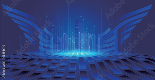 The future light scene of the technology city