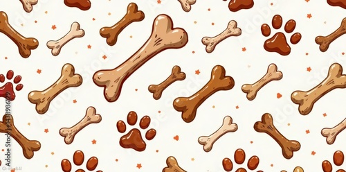Dog bone vector dog paw doodle seamless pattern isolated wallpaper background, doodle, animal, design