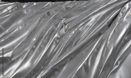 Intensely reflective silver foil, luxurious folds and creases ,  creases,  silver