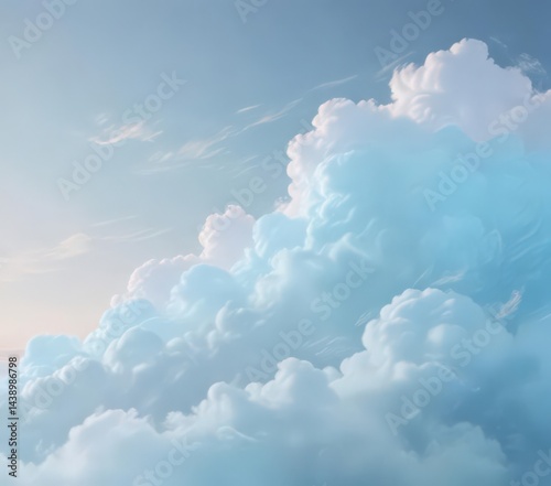 Dreamy light blue pastel abstract background with soft, blurred cloud shapes and gentle gradients , graphics, ethereal, scene